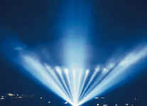 Click here for larger photos of searchlights in use.